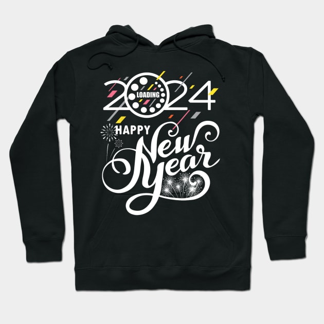 New Years Eve Party Supplies 2024 Happy New Year Fireworks Hoodie by nadenescarpellos